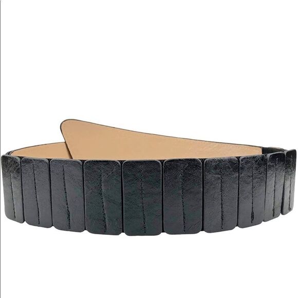 Retro Wide Waist Leather Belt Vintage Buckle Stretch Belt - Picture 5 of 10